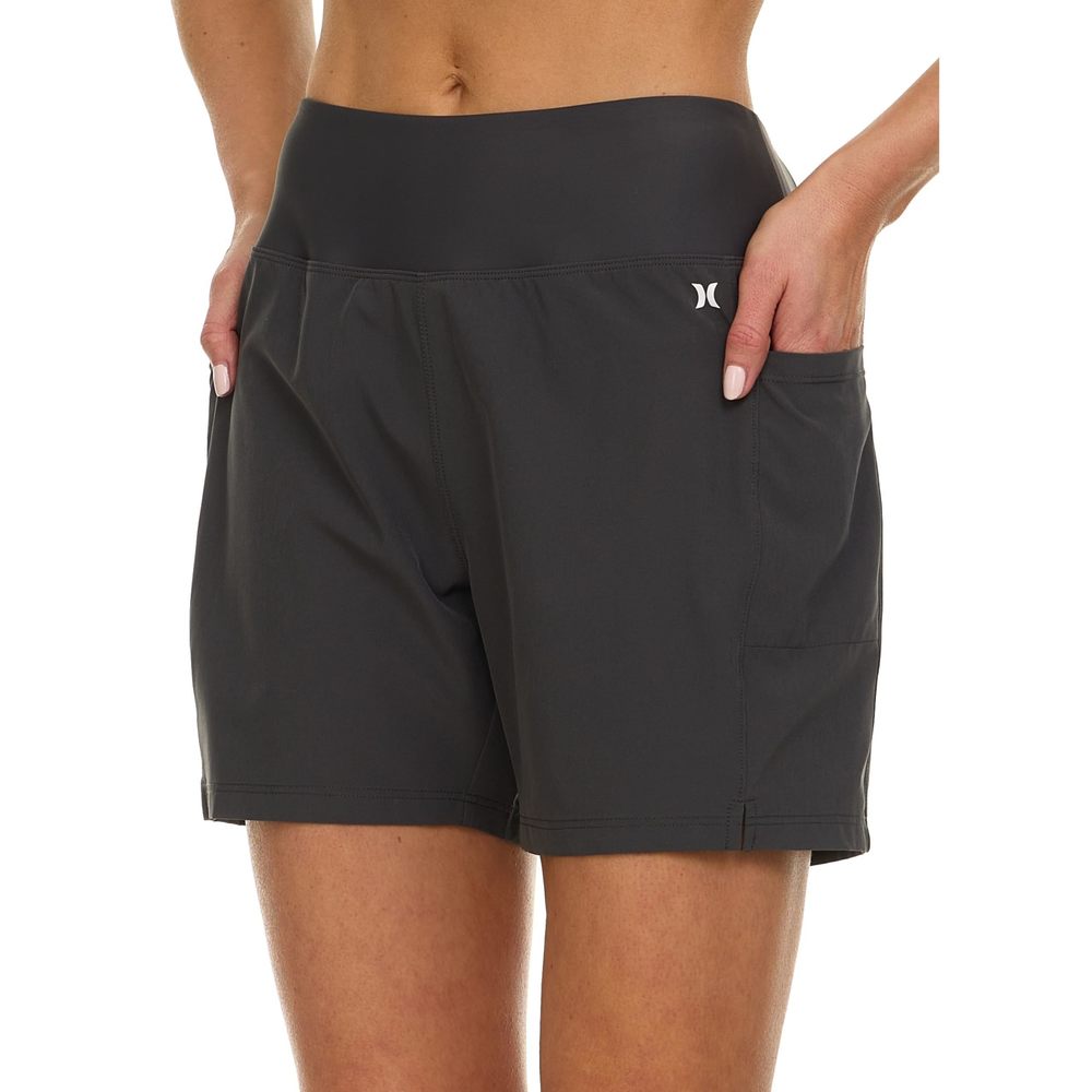 NEW Hurley High Waisted Swim Shorts Women, 5" Board Shorts with Pockets & Inner